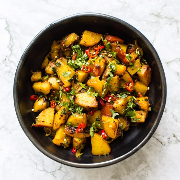 Pea Shoot Aloo Bhaji Stir-fry